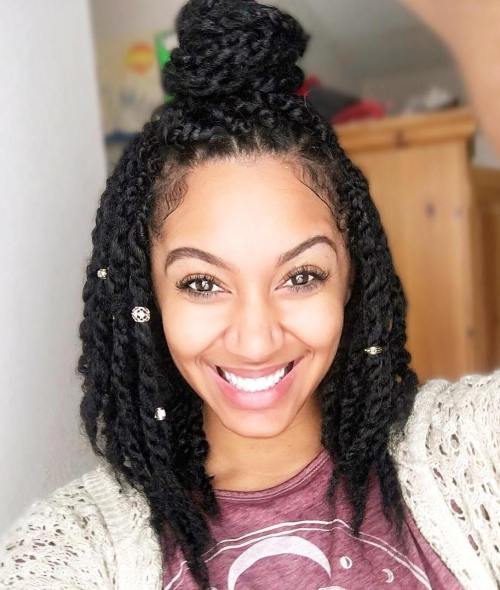 Half Up Bun For Twists