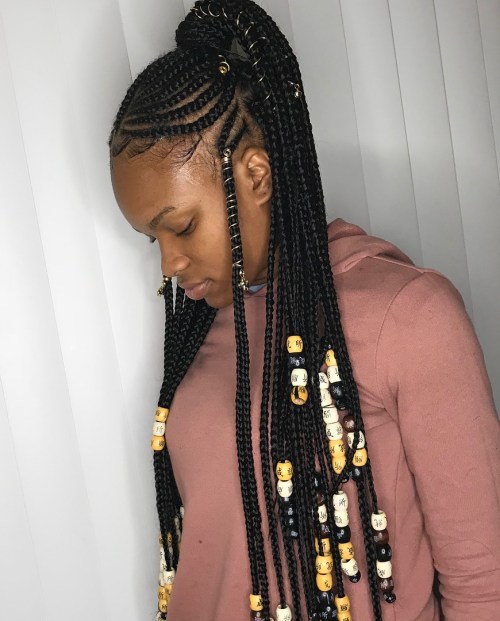 Fulani Braids with a High Ponytail