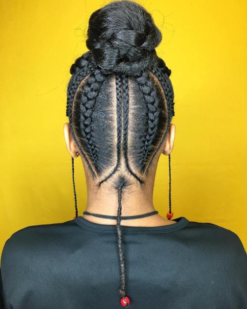 High Bun With Braided Pieces