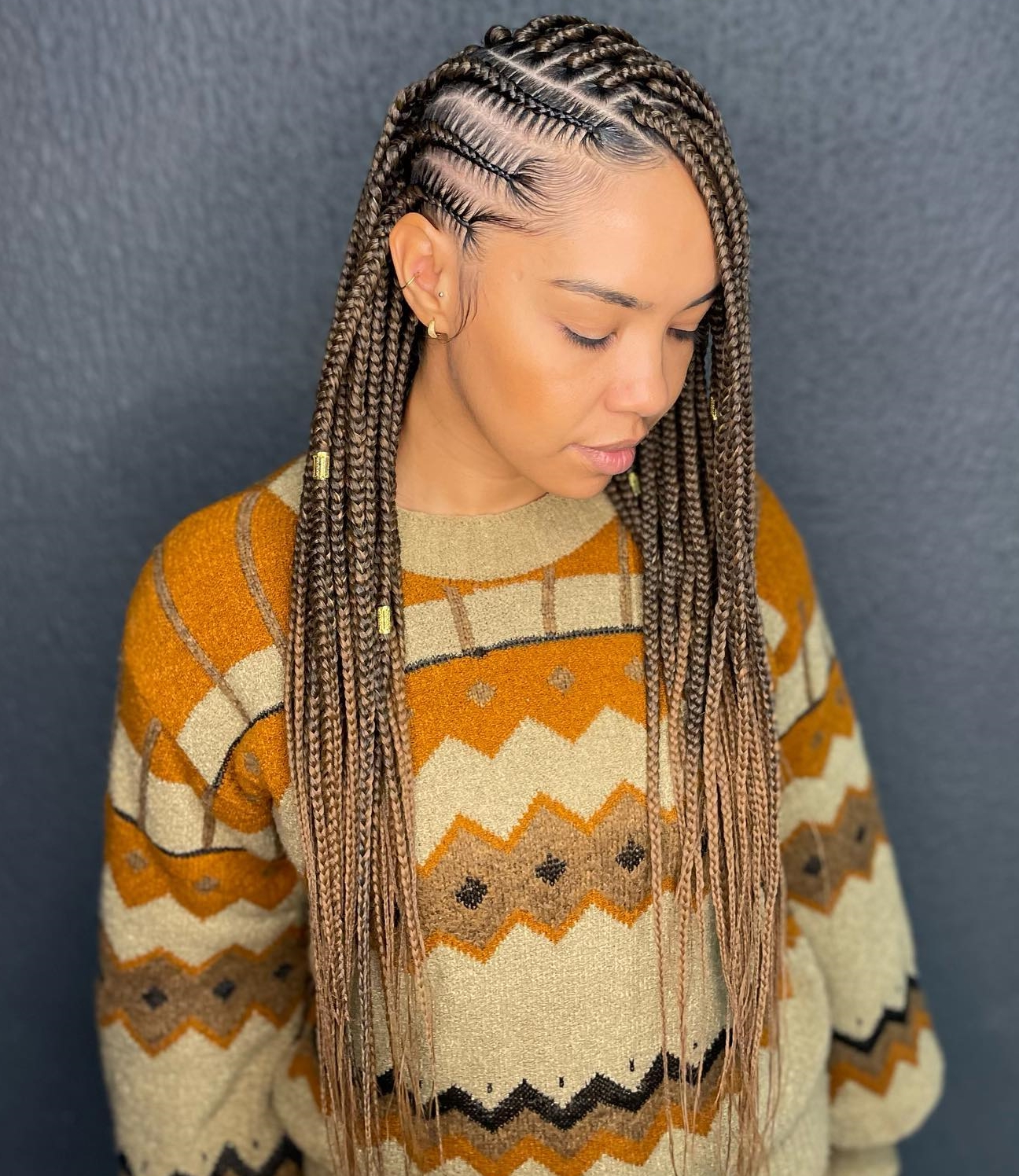 Tribal Braids with Asymmetry and Ombre