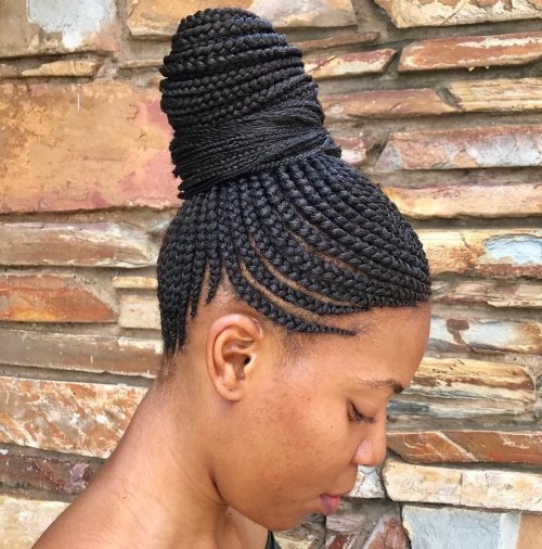 High Bun With Box Braids