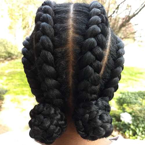 Chunky Low Braided Buns