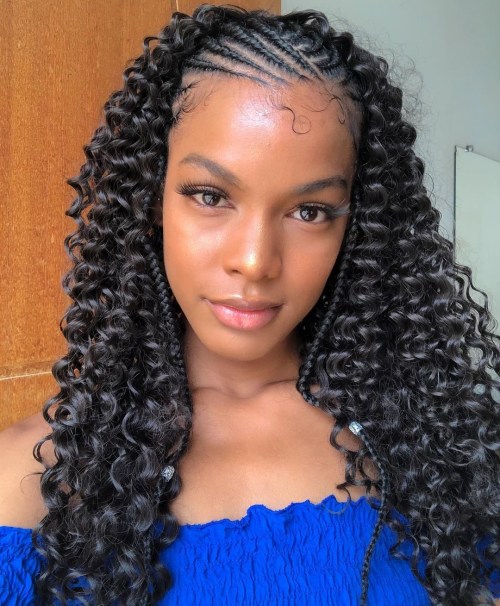 Natural Hairstyle with Cornrows and Twist Out Curls