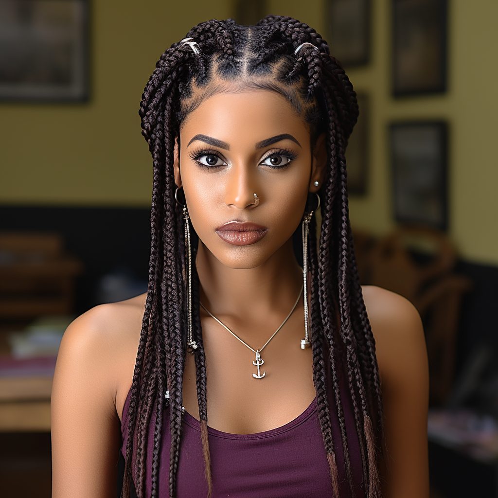 Box Braids with Cornrows