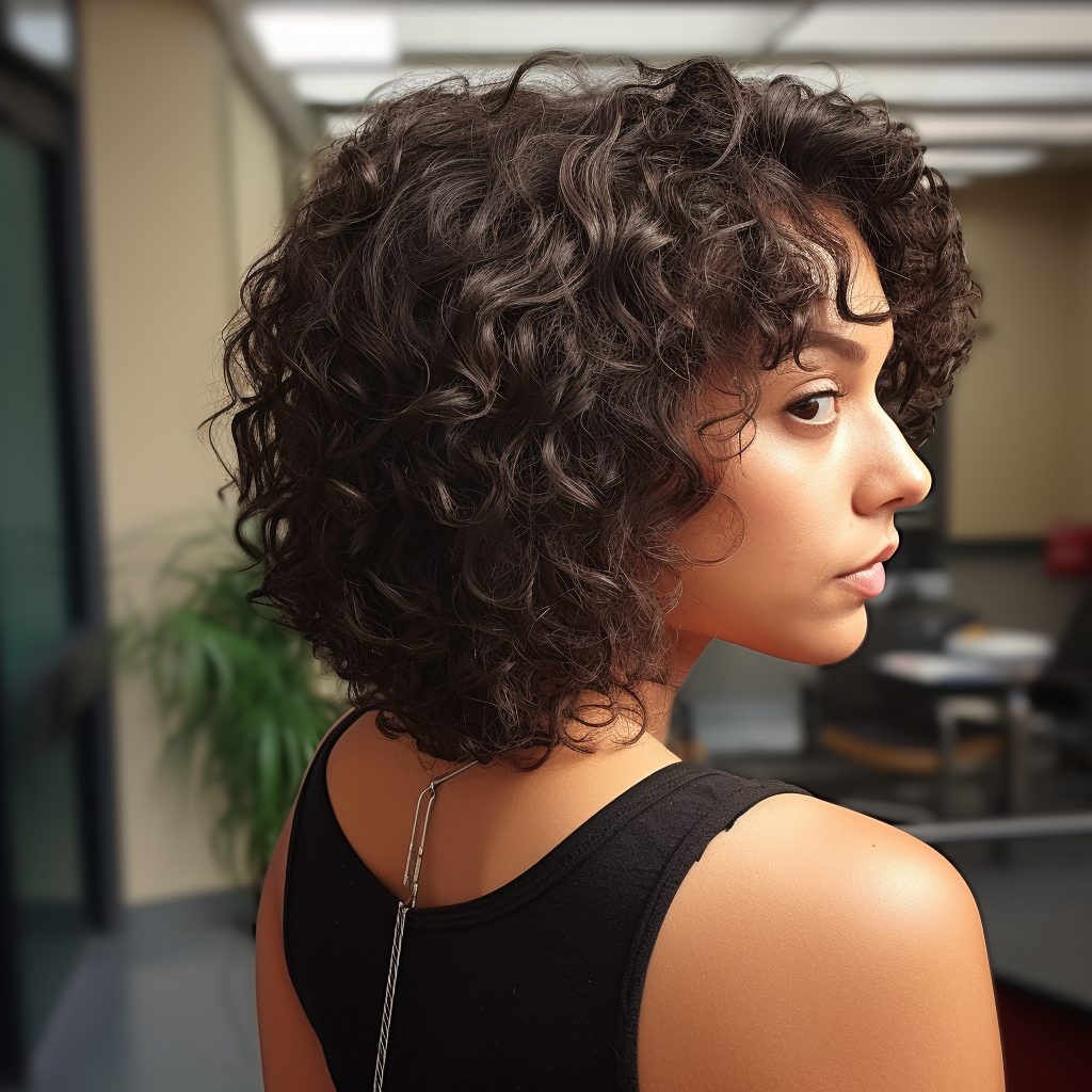 Curly Bob with Asymmetrical Lengths