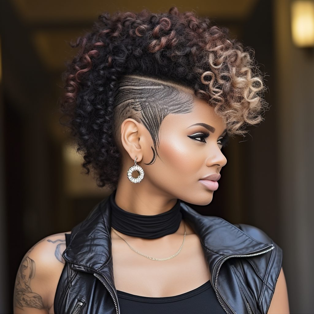 Curly Mohawk with a Twisted Mohawk Braid