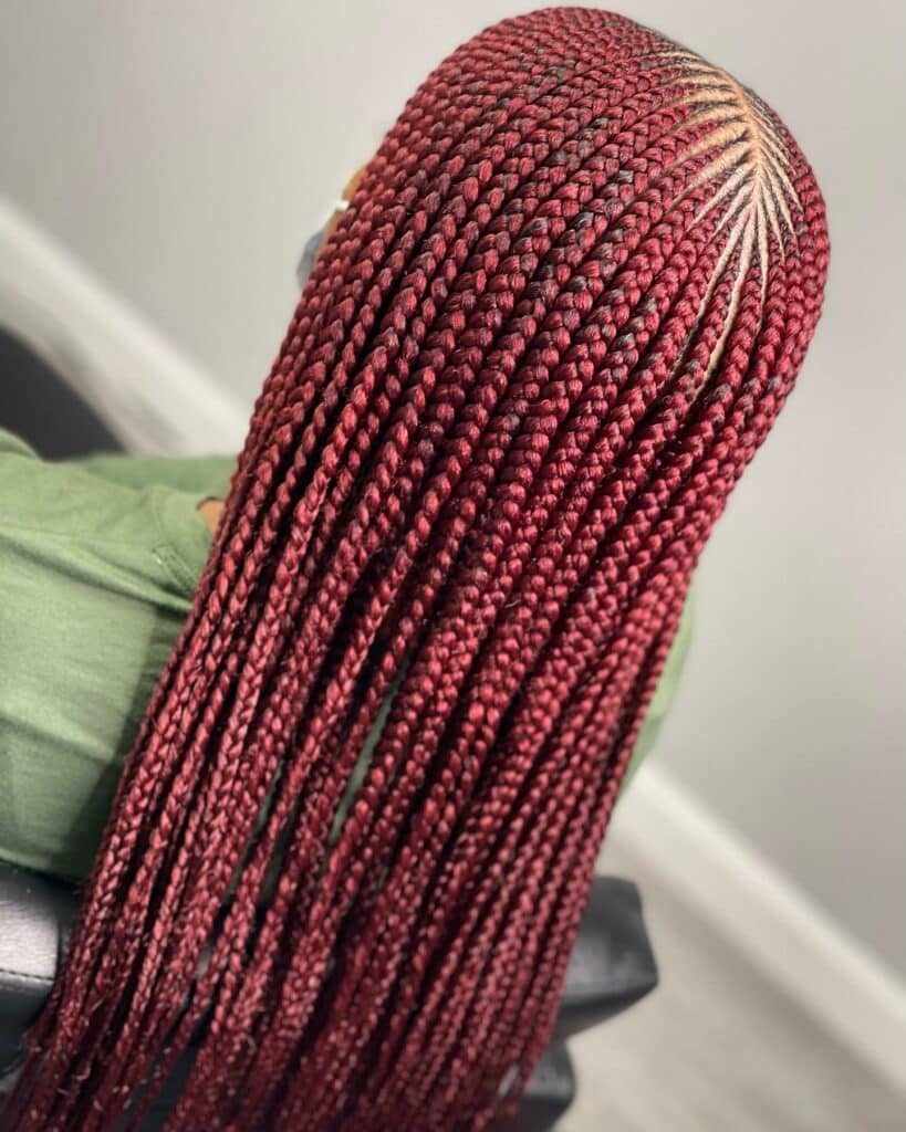 Image of Burgundy Tribal Braids inspired by Tribal Braids Hairstyles