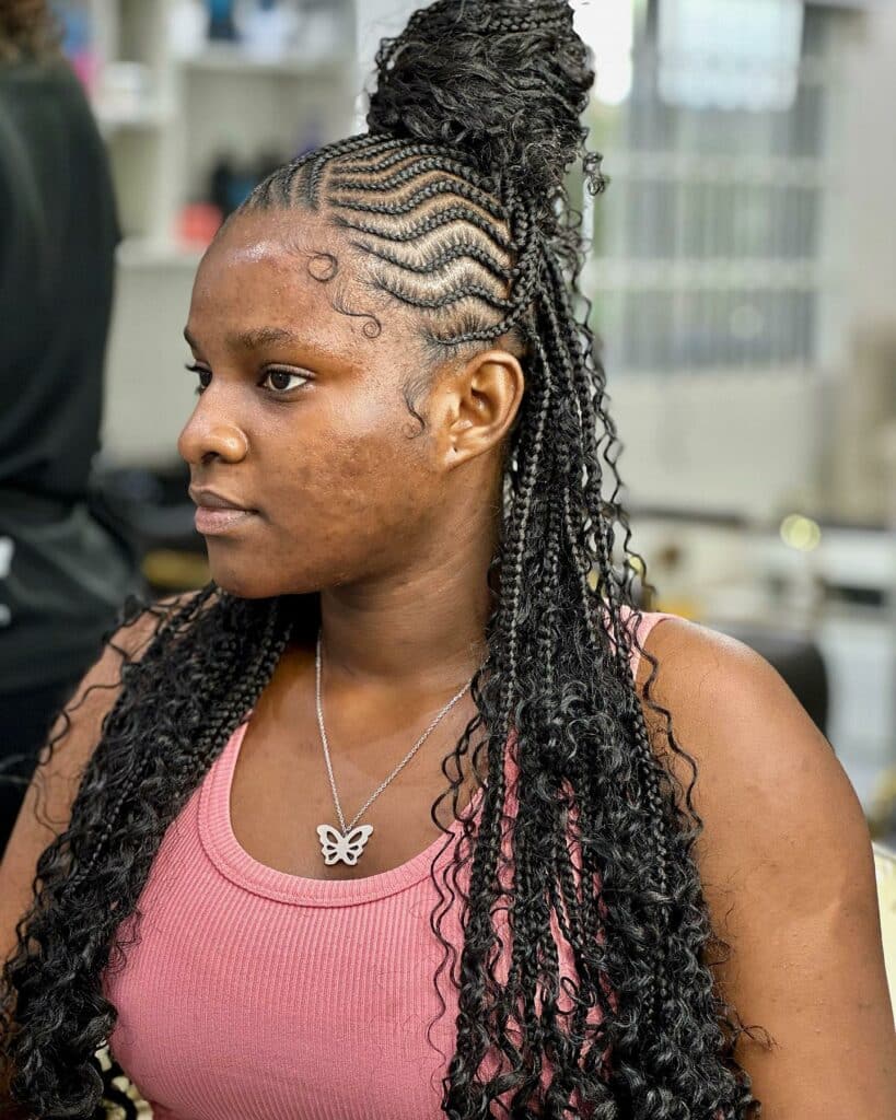 Image of Fulani Braids With Zig Zag Parts inspired by Fulani Braids Hairstyles