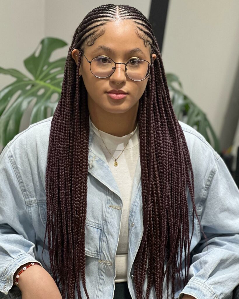 Image of Middle Part Fulani Braids inspired by Fulani Braids Hairstyles