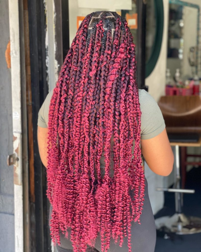 Long Burgundy Butterfly Braids