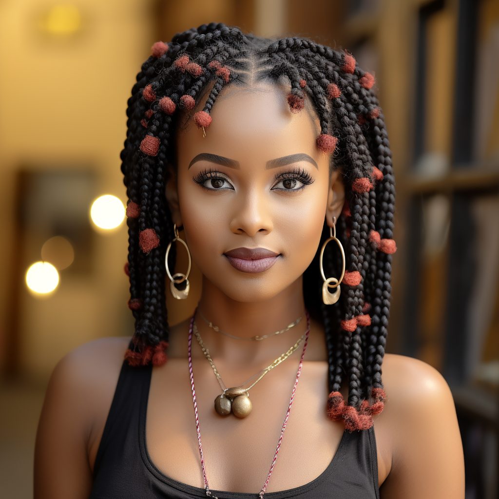 Short Box Braids with Beads