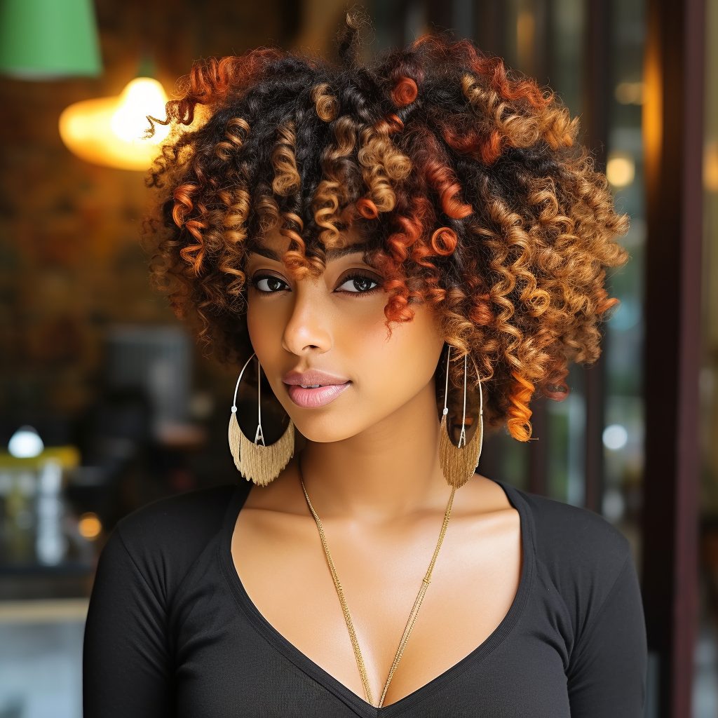 The Chic Rounded Afro with Side Swept Bangs