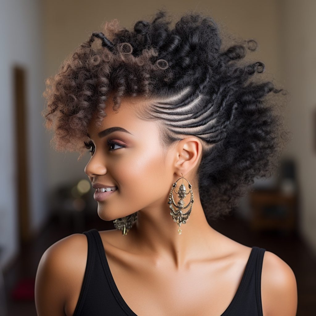 The Playful Curly Mohawk with a Mohawk Braid