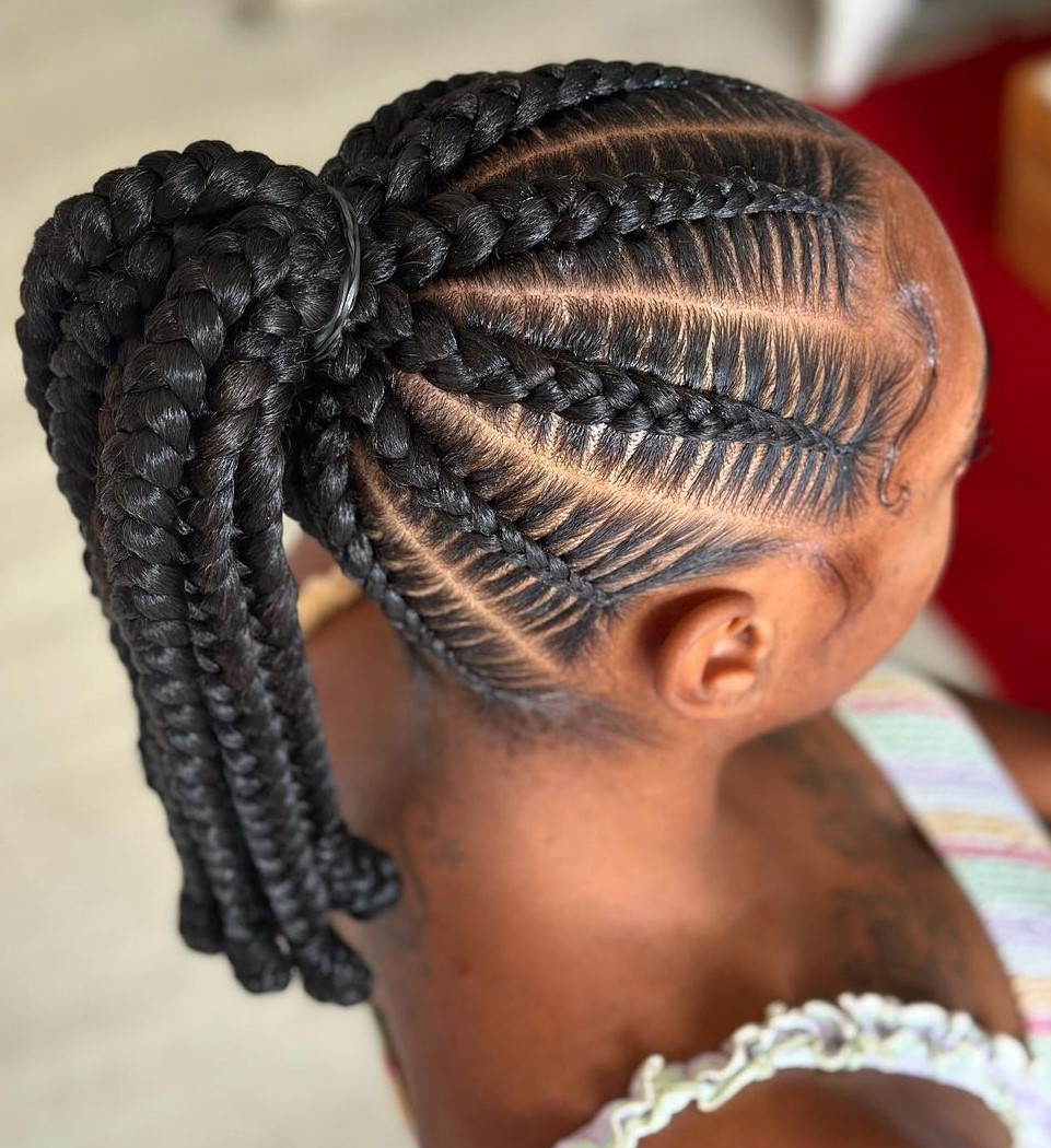 Bantu Knot Inspired Braided Ponytail